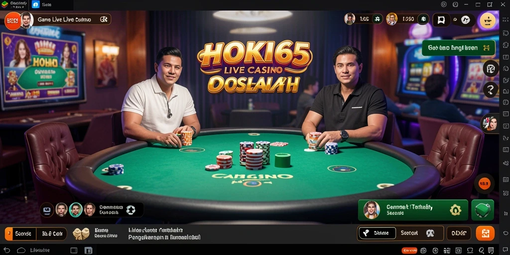 Tampilan gameplay HOKI65 yang mendebarkan dengan dealer langsung.