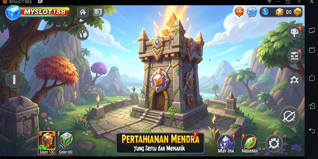 Tampilan gameplay MYSLOT188 yang mendebarkan di Tower Defense.