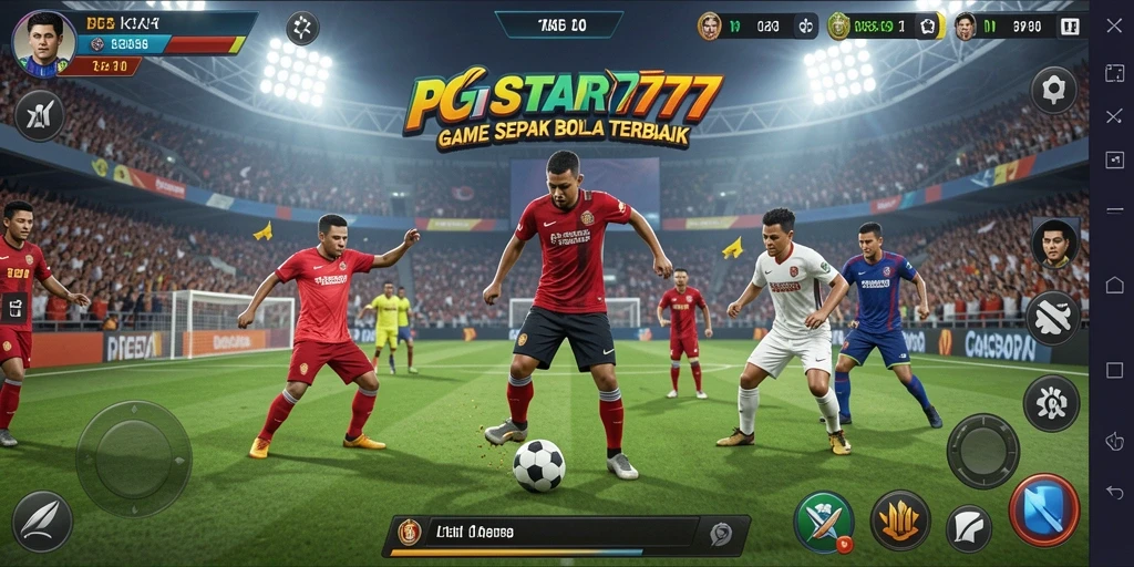 Tangkapan layar PGSTAR777 menampilkan aksi seru di lapangan sepak bola.