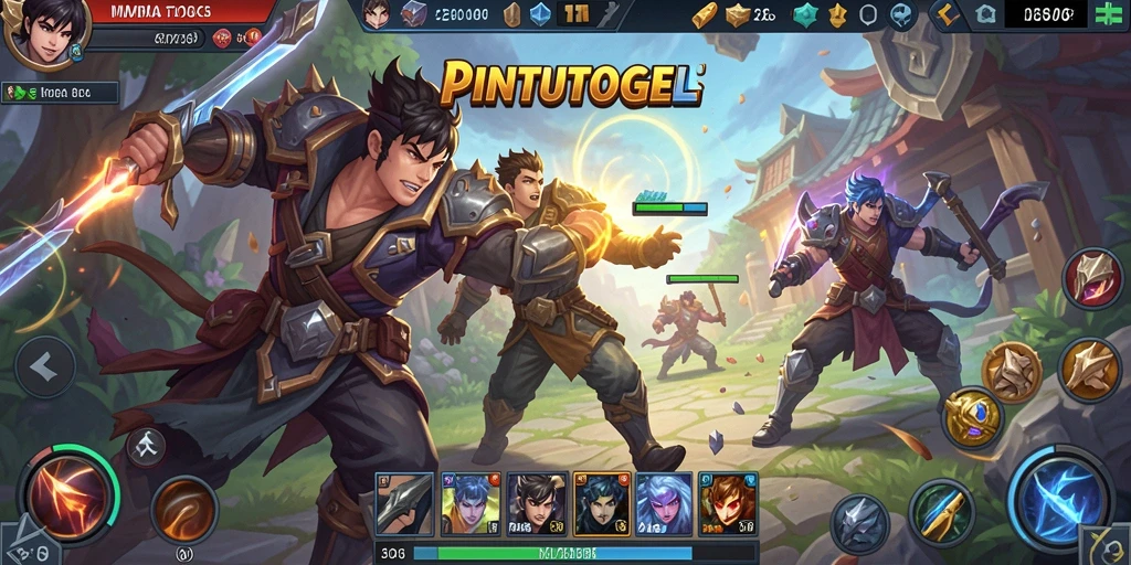 Tangkapan layar utama PINTUTOGEL menampilkan aksi seru dalam permainan MOBA.