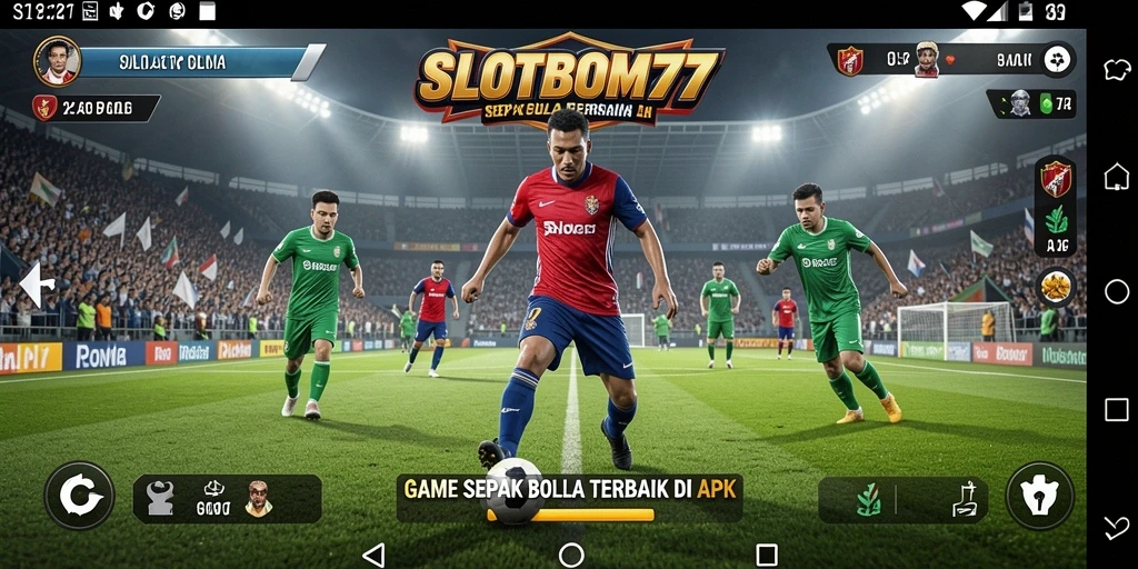 Tampilan gameplay mendebarkan dari SLOTBOM77 saat bertanding di lapangan sepak bola.