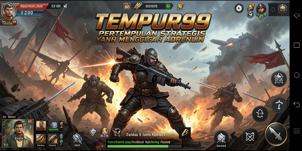 Tangkapan layar menunjukkan pertempuran intens dalam TEMPUR99.